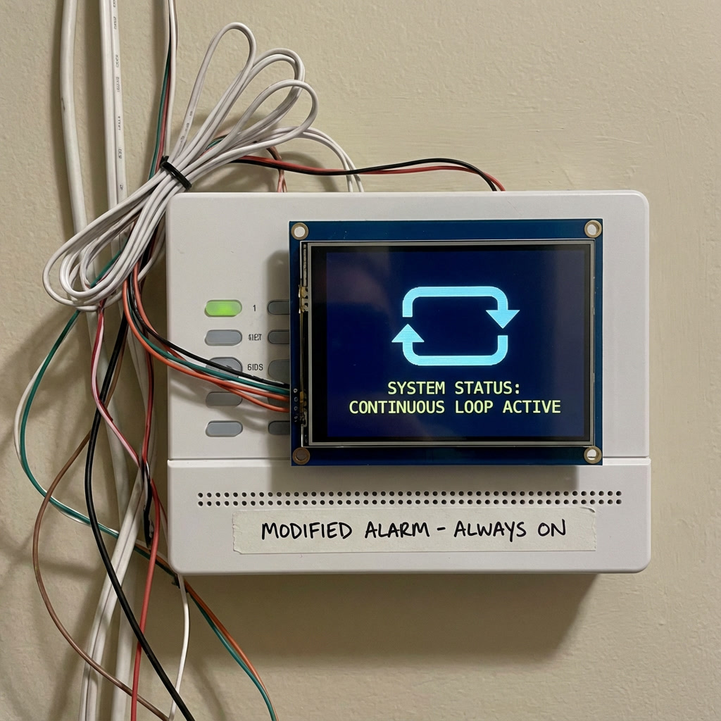 a_changed_alarm_system_so_that_it_is_a_continous_loop